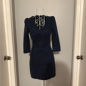 Elegant Navy Polka Dot Dress